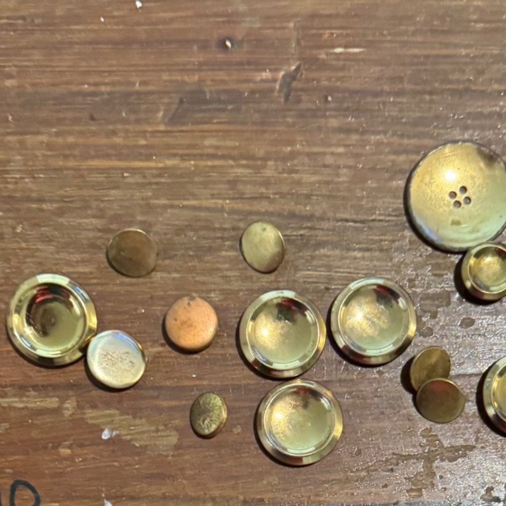 Vintage Mixed Brass Gold Tone Buttons Lot Domed Blazer Flat Craft Sewing 15pc